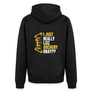 Archery Quote Archery Bow Archery Lovers Archer - Unisex Premium Organic Zip Hoodie - black - Back - Nico (187cm)