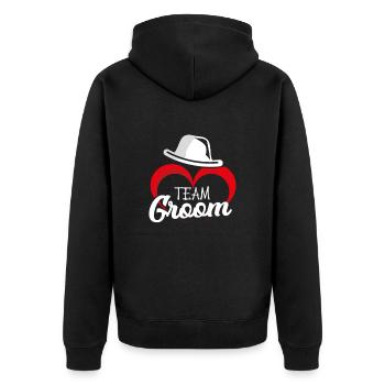 Matching Bride & Groom Wedding Groom - Unisex Premium Organic Zip Hoodie - black - Back - Nico (187cm)