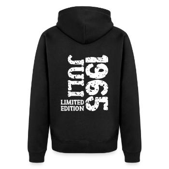 1965 Juli Limited Edition Geburtstag Geschenk - Unisex Premium Bio Zip Hoodie - Schwarz - Hinten - Nico (187cm)