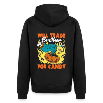 Échangera son frère contre des bonbons drôles d’Halloween - Veste à capuche bio Premium Unisexe - noir - Dos - Nico (187cm)