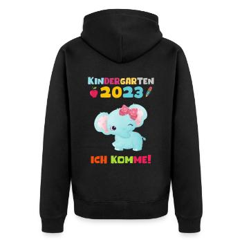 Kindergarten 2023 Ich Komme Mädchen Kita Geschenk - Unisex Premium Bio Zip Hoodie - Schwarz - Hinten - Nico (187cm)