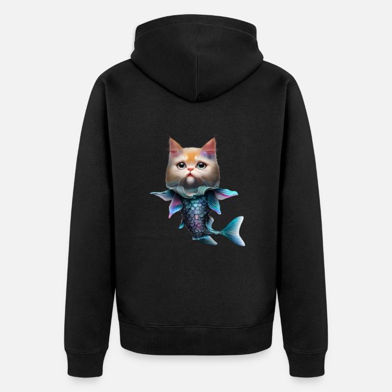 Fusion de chats de poisson - Veste à capuche bio Premium Unisexe - noir
