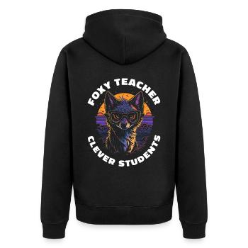Foxy Teacher Clever Students Lehrer Geschenk Fuchs - Unisex Premium Bio Zip Hoodie - Schwarz - Hinten - Nico (187cm)