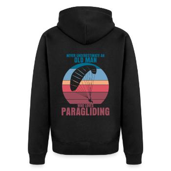 Paragliding Paraglider Retro Gleitsegeln - Unisex Premium Bio Zip Hoodie - Schwarz - Hinten - Nico (187cm)