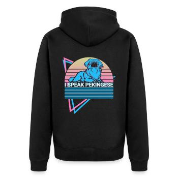 Je parle Pékinois Rétro - Veste à capuche bio Premium Unisexe - noir - Dos - Nico (187cm)