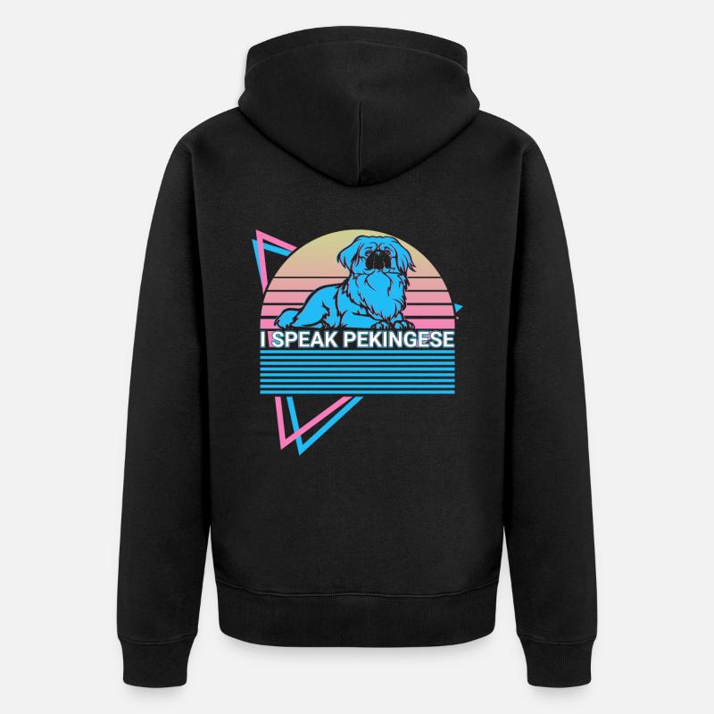 Je parle Pékinois Rétro - Veste à capuche bio Premium Unisexe - noir