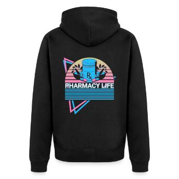 Apotheker Retro - Unisex Premium Bio Zip Hoodie - Schwarz - Hinten - Nico (187cm)