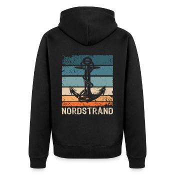 Nordstrander Sprüche Nordstrand - Unisex Premium Bio Zip Hoodie - Schwarz - Hinten - Nico (187cm)