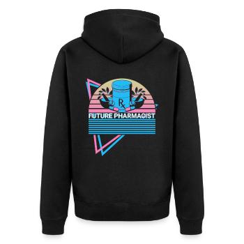 Future Pharmacist Pharmacy Retro - Unisex Premium Organic Zip Hoodie - black - Back - Nico (187cm)