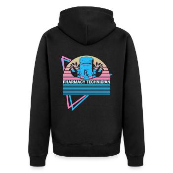 Apotheker Retro - Unisex Premium Bio Zip Hoodie - Schwarz - Hinten - Nico (187cm)