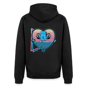 I love my pharmacist pharmacy retro - Unisex Premium Organic Zip Hoodie - black - Back - Nico (187cm)
