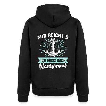 Nordstrander Sprüche Nordstrand - Unisex Premium Bio Zip Hoodie - Schwarz - Hinten - Nico (187cm)