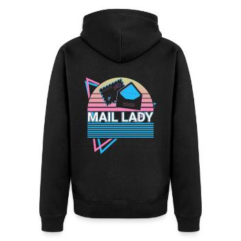 Postdienst Postbote Retro - Unisex Premium Bio Zip Hoodie - Schwarz - Hinten - Nico (187cm)