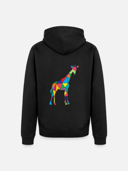 Giraffe Polygon Wild Animal - Unisex Premium Organic Zip Hoodie - black