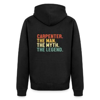Carpenter Man Myth Legend Tischler Holztechniker - Unisex Premium Bio Zip Hoodie - Schwarz - Hinten - Nico (187cm)