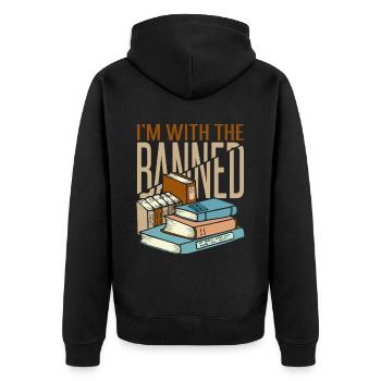 I'm With The Banned - Unisex Premium Organic Zip Hoodie - black - Back - Nico (187cm)