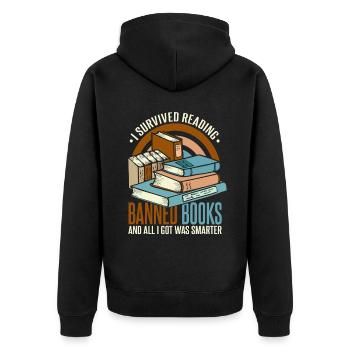 J’ai survécu à la lecture de livres interdits - Veste à capuche bio Premium Unisexe - noir - Dos - Nico (187cm)