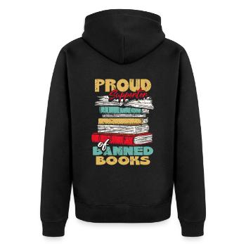 Fier partisan des livres interdits - Veste à capuche bio Premium Unisexe - noir - Dos - Nico (187cm)
