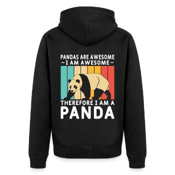 Pandas sind toll Pander Design für Kinder - Unisex Premium Bio Zip Hoodie - Schwarz - Hinten - Nico (187cm)