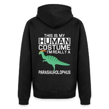 Dino Parasauolophus Dinosaurier - Unisex Premium Bio Zip Hoodie - Schwarz - Hinten - Nico (187cm)