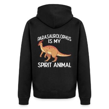 Dino Parasauolophus Dinosaurier - Unisex Premium Bio Zip Hoodie - Schwarz - Hinten - Nico (187cm)