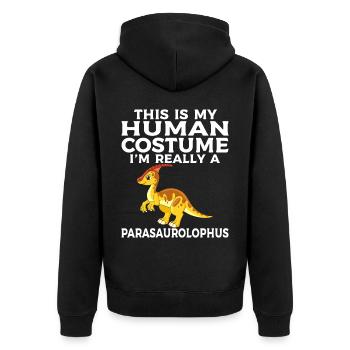Dino Parasauolophus Dinosaurier - Unisex Premium Bio Zip Hoodie - Schwarz - Hinten - Nico (187cm)