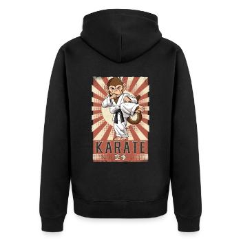 Karate - Unisex Premium Bio Zip Hoodie - Schwarz - Hinten - Nico (187cm)