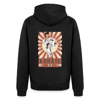 Karate - Unisex Premium Bio Zip Hoodie - Schwarz - Hinten - Nico (187cm)