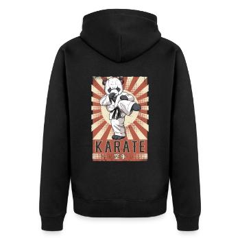Karate - Unisex Premium Bio Zip Hoodie - Schwarz - Hinten - Nico (187cm)