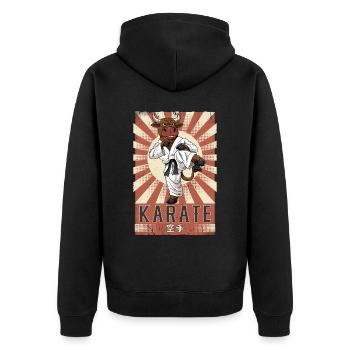 Karate - Unisex Premium Bio Zip Hoodie - Schwarz - Hinten - Nico (187cm)