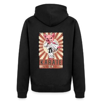 Karate - Unisex Premium Bio Zip Hoodie - Schwarz - Hinten - Nico (187cm)