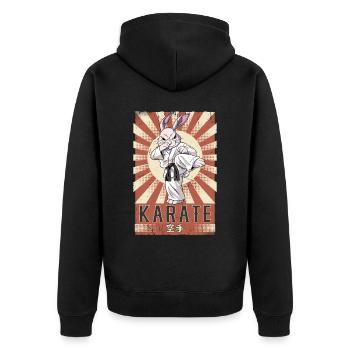 Karate - Unisex Premium Bio Zip Hoodie - Schwarz - Hinten - Nico (187cm)