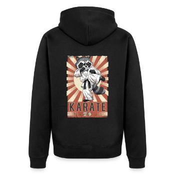 Karate - Unisex Premium Bio Zip Hoodie - Schwarz - Hinten - Nico (187cm)