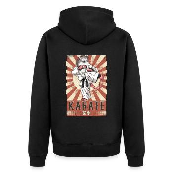 Karate - Unisex Premium Bio Zip Hoodie - Schwarz - Hinten - Nico (187cm)