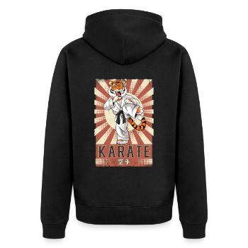 Karate - Unisex Premium Bio Zip Hoodie - Schwarz - Hinten - Nico (187cm)