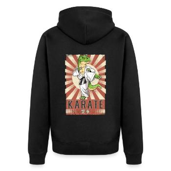 Karate - Unisex Premium Bio Zip Hoodie - Schwarz - Hinten - Nico (187cm)