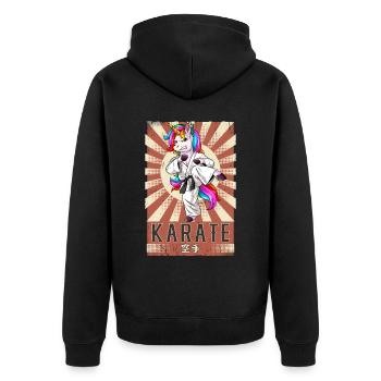 Karate - Unisex Premium Bio Zip Hoodie - Schwarz - Hinten - Nico (187cm)