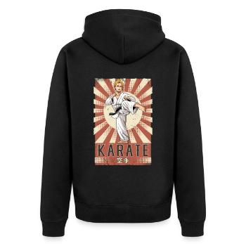 Karate - Unisex Premium Bio Zip Hoodie - Schwarz - Hinten - Nico (187cm)