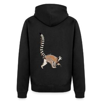 Lemur - Unisex Premium Organic Zip Hoodie - black - Back - Nico (187cm)
