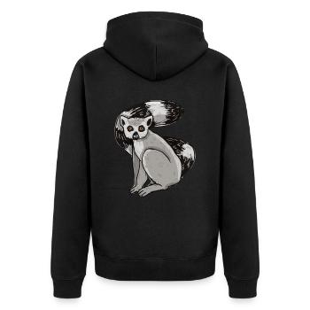 Lemur - Unisex Premium Organic Zip Hoodie - black - Back - Nico (187cm)