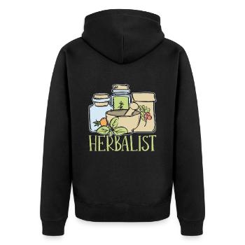 Herbalism Herbalist Natural Healing Medicinal Herb - Unisex Premium Bio Zip Hoodie - Schwarz - Hinten - Nico (187cm)