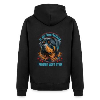 Hunde Rottweiler Hundeliebhaber - Unisex Premium Bio Zip Hoodie - Schwarz - Hinten - Nico (187cm)