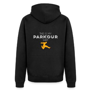 Chemise Parkour - Veste à capuche bio Premium Unisexe - noir - Dos - Nico (187cm)