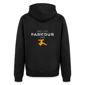 Chemise Parkour - Veste à capuche bio Premium Unisexe - noir - Dos - Nico (187cm)