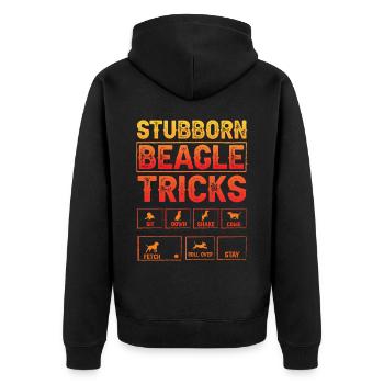 Stubborn Beagle Tricks - Unisex Premium Bio Zip Hoodie - Schwarz - Hinten - Nico (187cm)