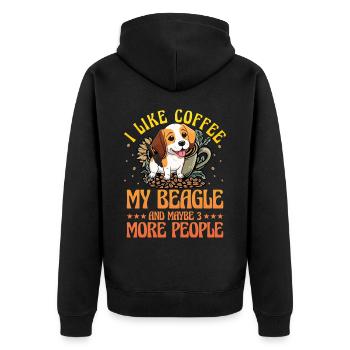 I like coffee my beagle and maybe 3 people - Unisex Premium Organic Zip Hoodie - black - Back - Nico (187cm)