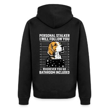 Beagle Personal Stalker - Unisex Premium Organic Zip Hoodie - black - Back - Nico (187cm)