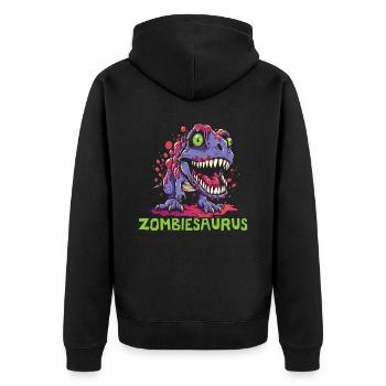 Dinosaur Halloween Trick Or Treat Dino Lover - Unisex Premium Organic Zip Hoodie - black - Back - Nico (187cm)