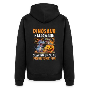 Dinosaur Halloween Trick Or Treat Dino Lover - Unisex Premium Organic Zip Hoodie - black - Back - Nico (187cm)