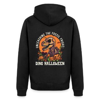 Dinosaur Halloween Trick Or Treat Dino Lover - Unisex Premium Organic Zip Hoodie - black - Back - Nico (187cm)
